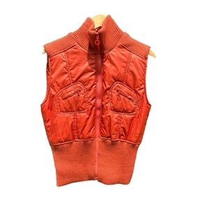 Body Central Womens XL Orange Sleeveless Mock Neck Full Zip Vest Y2K Street Wear